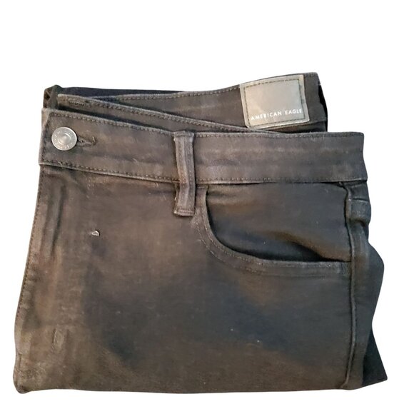 American Eagle Womens High-Waisted Black Skinny Jeans Size 18 Short Cotton - Picture 8 of 8